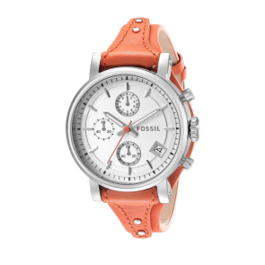 Watch strap Fossil ES3768 Leather Orange 18mm